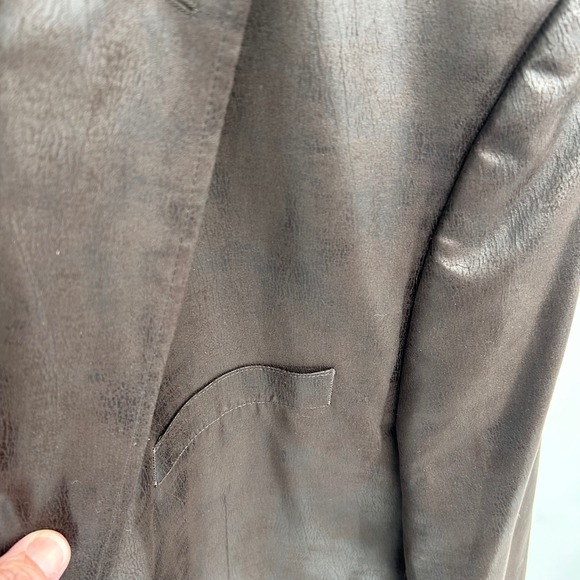 Calvin Klein Brown Faux‎ Distressed Leather Sport Coat Jacket Size 52L - Picture 2 of 5